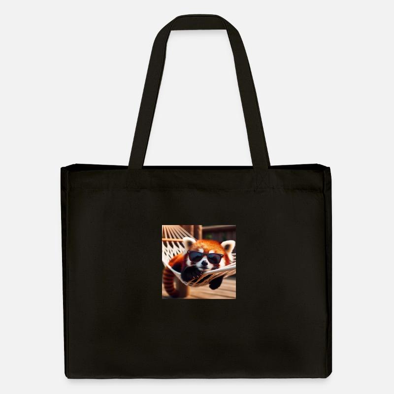 Panda roux avec lunettes de soleil dans un hamac - Cabas recyclé Stanley/Stella - noir