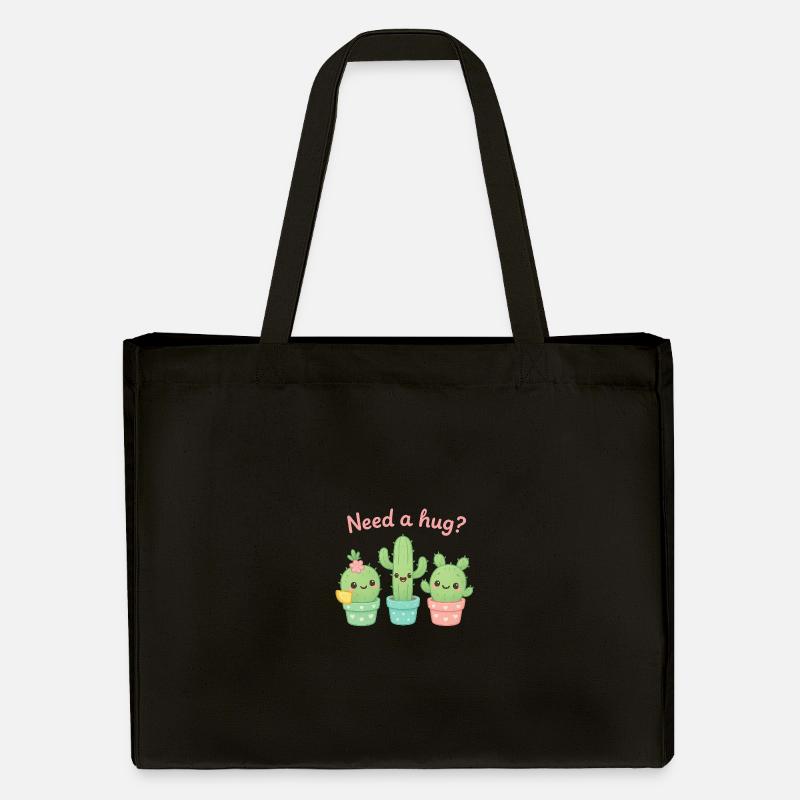 Cute Cacti "Need a Hug?" - Stanley/Stella Recycled Shopping Bag - black