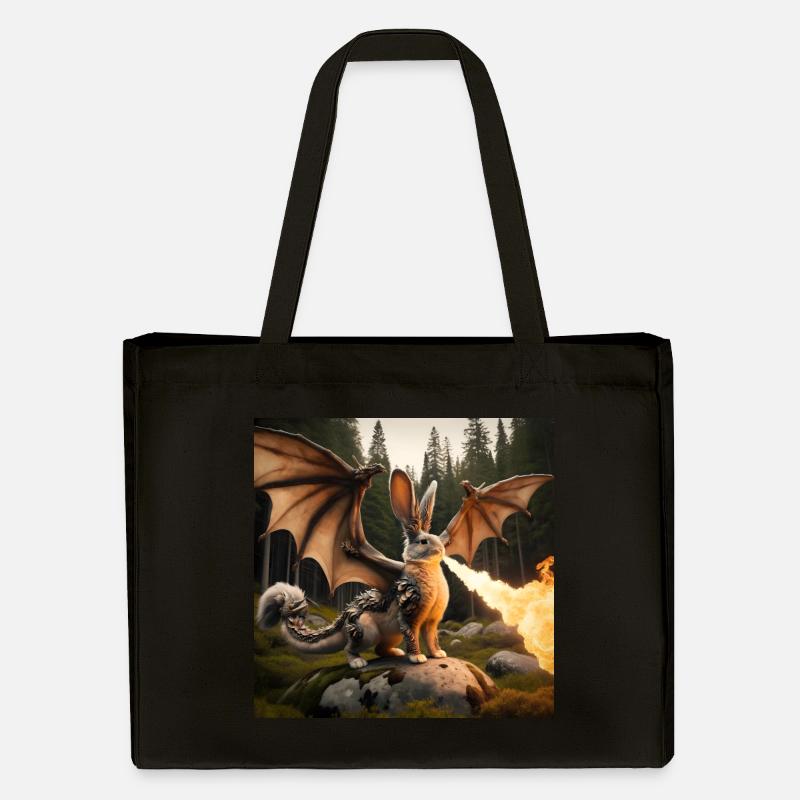 Feuerspeiender Hase Drache #16 - Stanley/Stella recycelter Shopping Bag - Schwarz