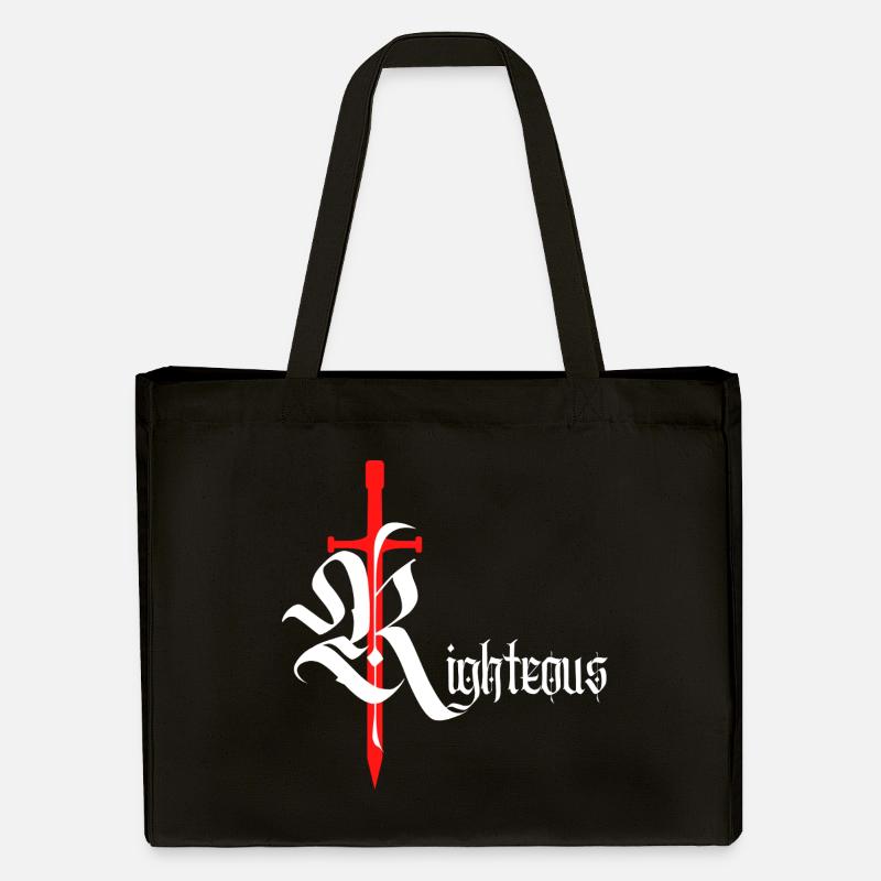 Gothic Righteous Design mit Schwert mit weißem Text - Stanley/Stella recycelter Shopping Bag - Schwarz