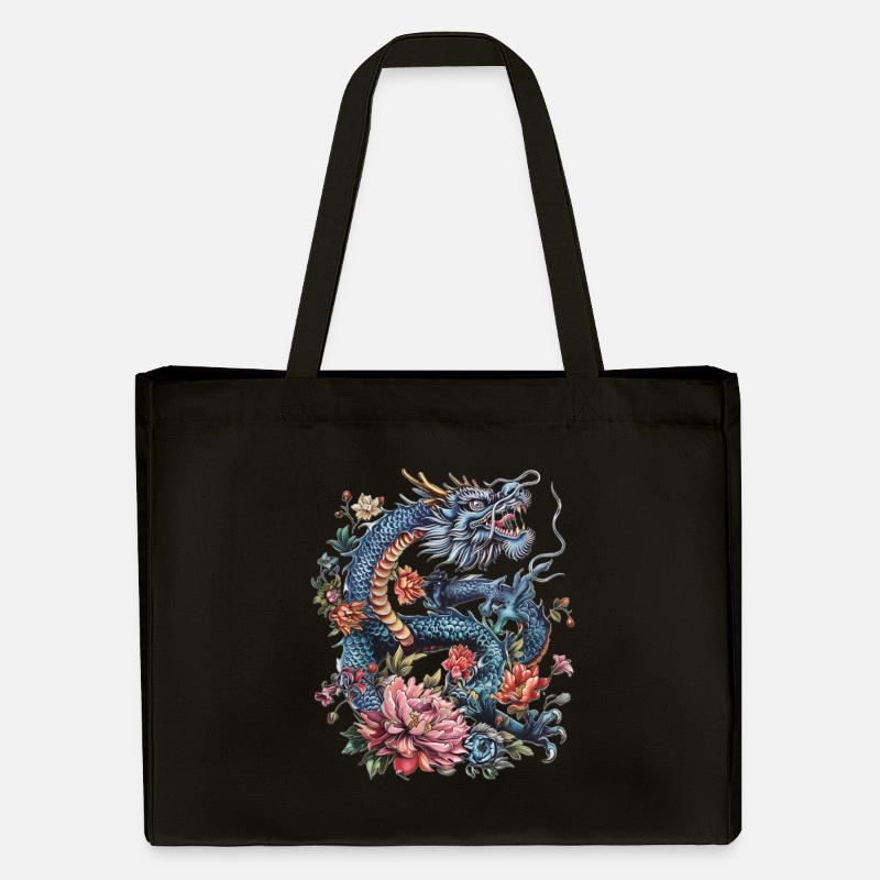 Blauer Drache - Stanley/Stella recycelter Shopping Bag - Schwarz