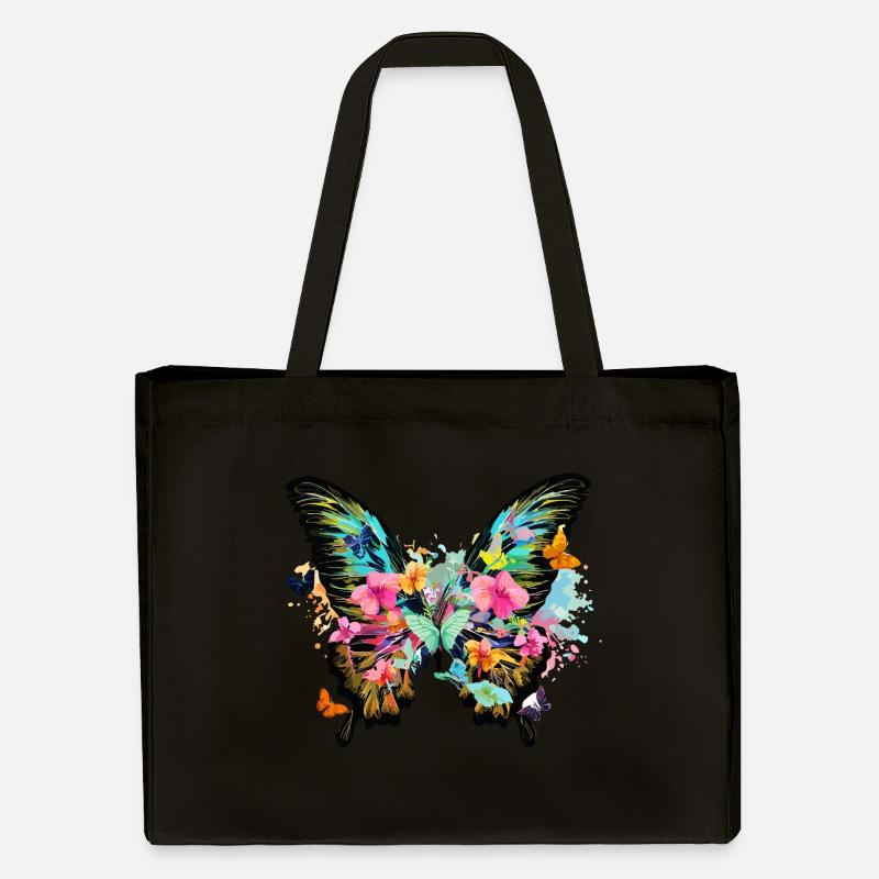 schmetterling,bunt,blumen,graffiti - Stanley/Stella recycelter Shopping Bag - Schwarz