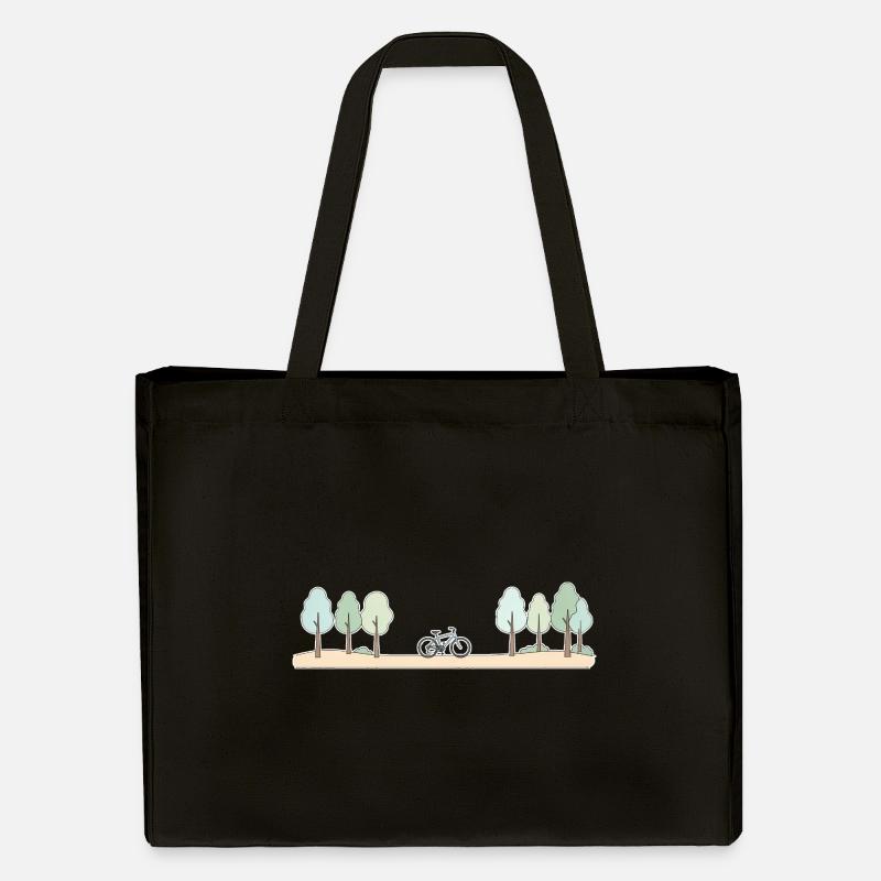 Escena ciclista en senderos forestales - Bolsa de la compra reciclada de Stanley/Stella - negro