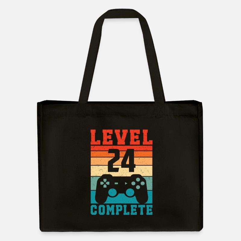 24. Geburtstag Level 24 Complete 24 Jahre Gamer - Stanley/Stella recycelter Shopping Bag - Schwarz