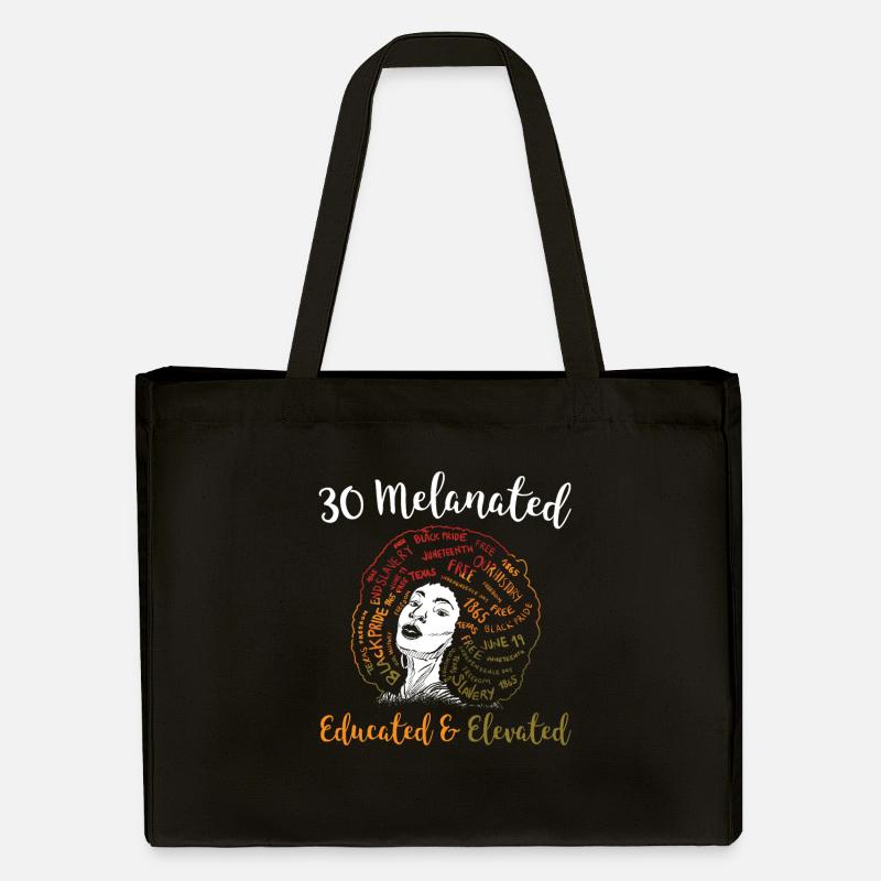 30 Melanated Educated & Elevated Juneteenth - Stanley/Stella Recycled Shopping Bag - black