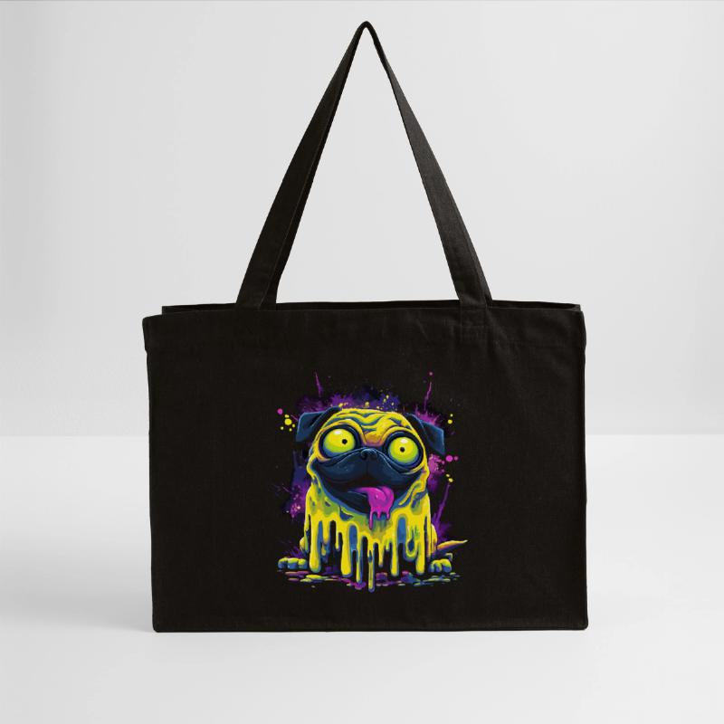 Trippy Psychedelischer Mops Bunter Graffiti Style Stanley/Stella recycelter Shopping Bag