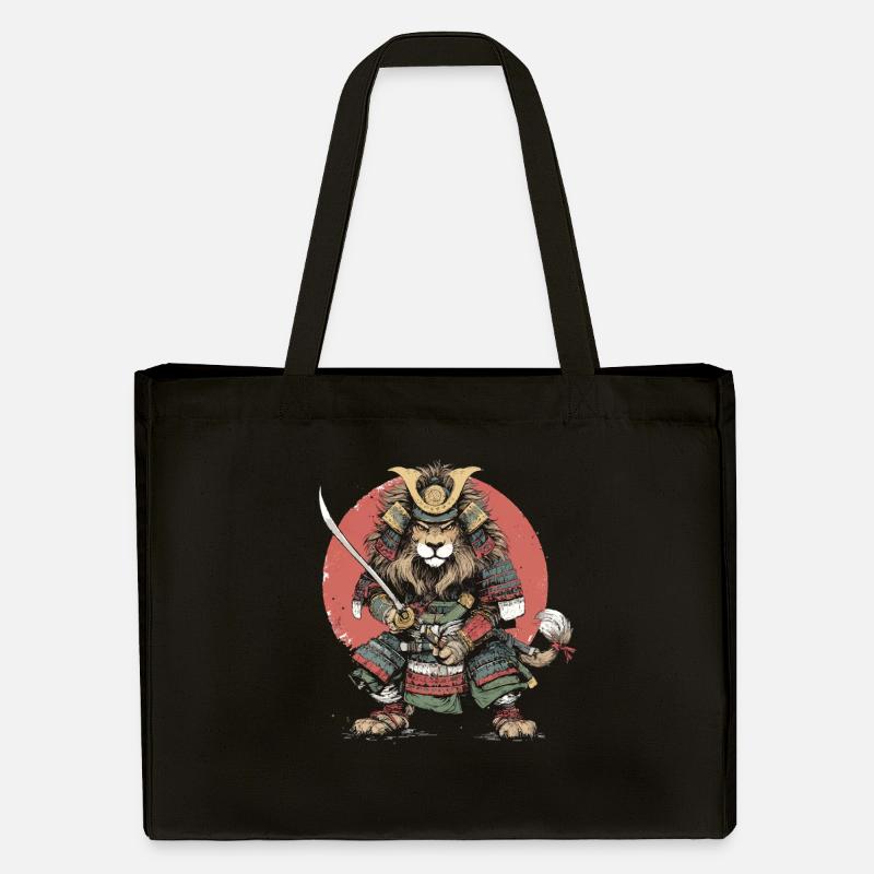 Samurai-Löwe in Rüstung - Stanley/Stella recycelter Shopping Bag - Schwarz