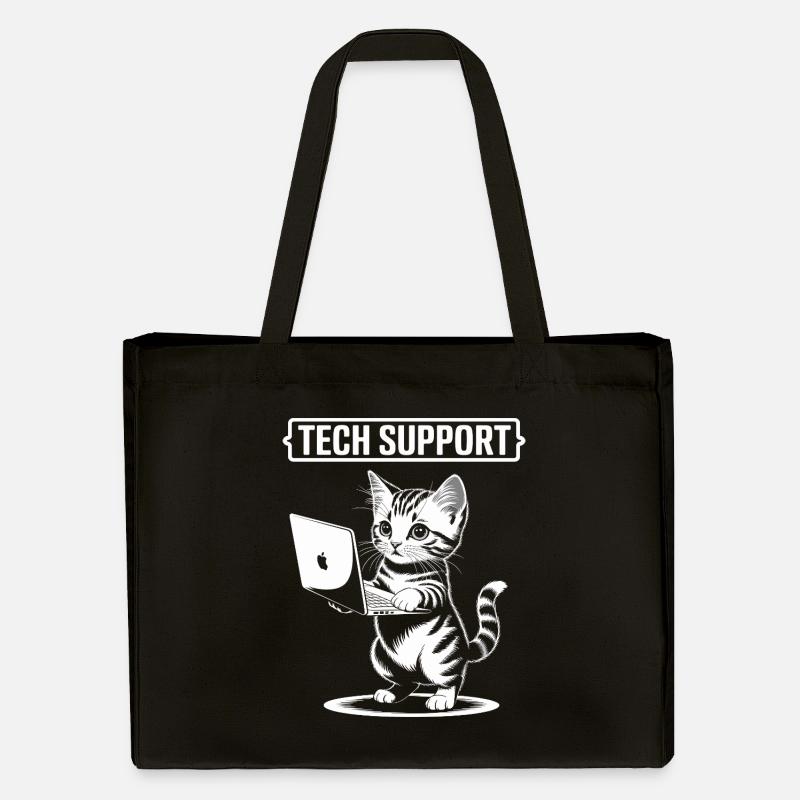 Funny Tech Support Cute Cat Ironic IT - Stanley/Stella recycelter Shopping Bag - Schwarz