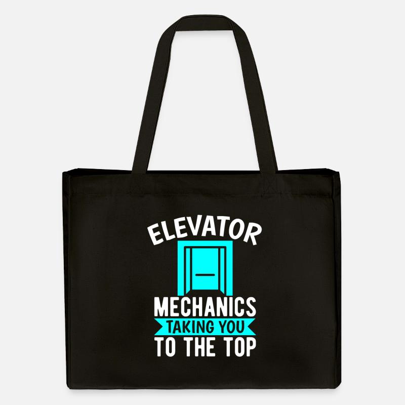 Sjov elevatormekaniker tager dig til den øverste gave - Stanley/Stella recycled shopping bag - sort
