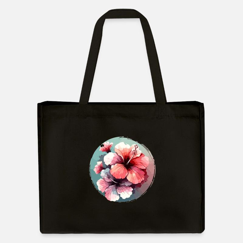 Hibiscus dessiné - Cabas recyclé Stanley/Stella - noir