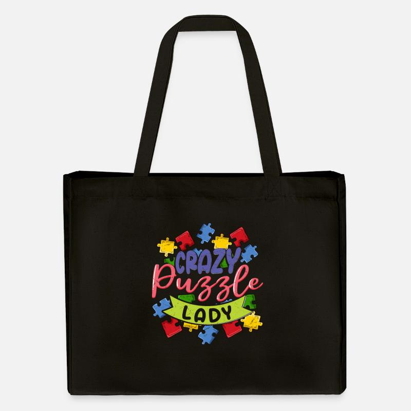 Crazy Puzzle Lady Jigsaw Puzzle pièce - Cabas recyclé Stanley/Stella - noir
