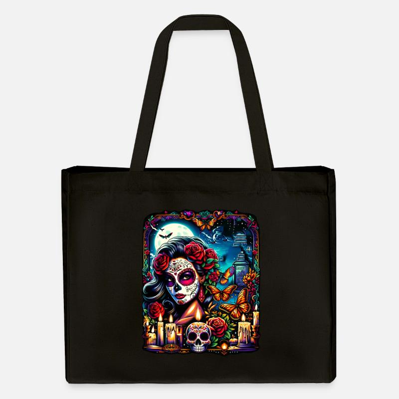 Vibrant Día de Muertos Celebration Design - Stanley/Stella Recycled Shopping Bag - black