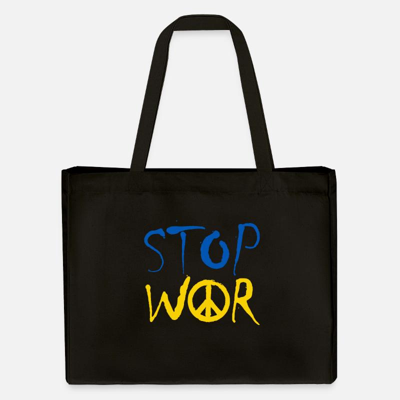 STOP WAR mit Peace Zeichen Peace Symbol – Ukraine - Stanley/Stella recycelter Shopping Bag - Schwarz