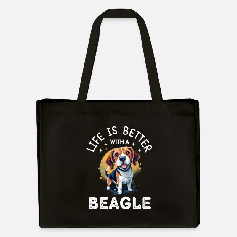 Mit einem Beagle ist das Leben besser - Stanley/Stella recycelter Shopping Bag - Schwarz