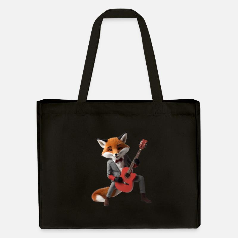 Fox guitar - Stanley/Stella Recycled Shopping Bag - black