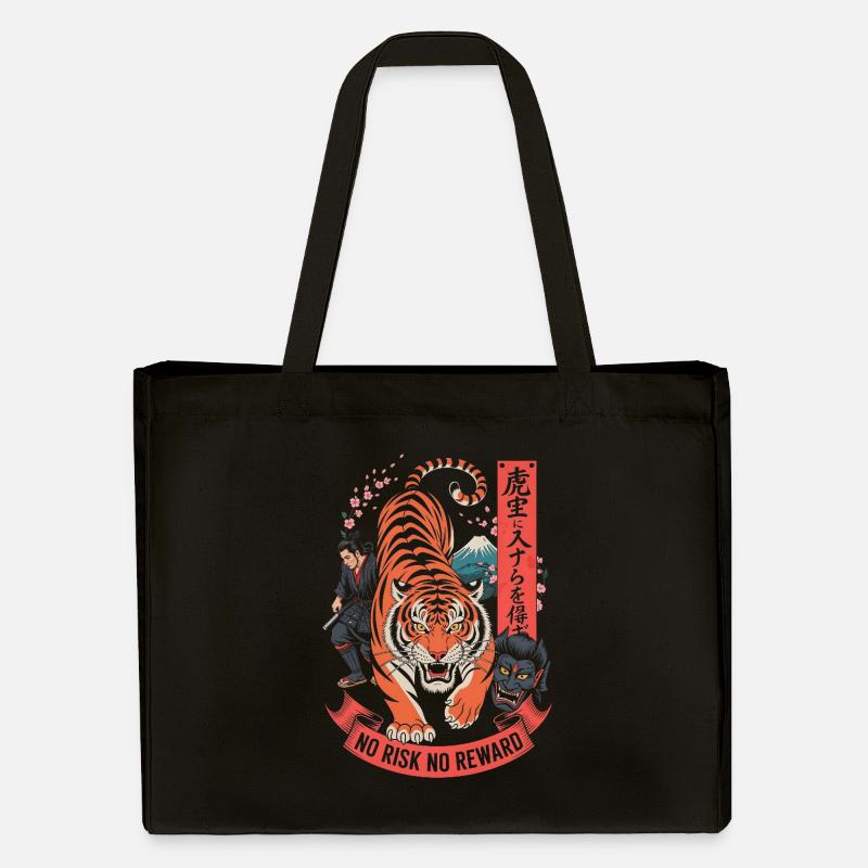 Design du Tiger Samurai Sans Risque Sans Récompense - Cabas recyclé Stanley/Stella - noir