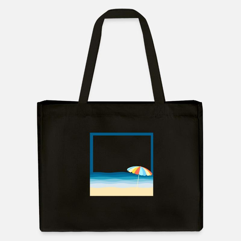 Summer beach with a parasol - Stanley/Stella Recycled Shopping Bag - black