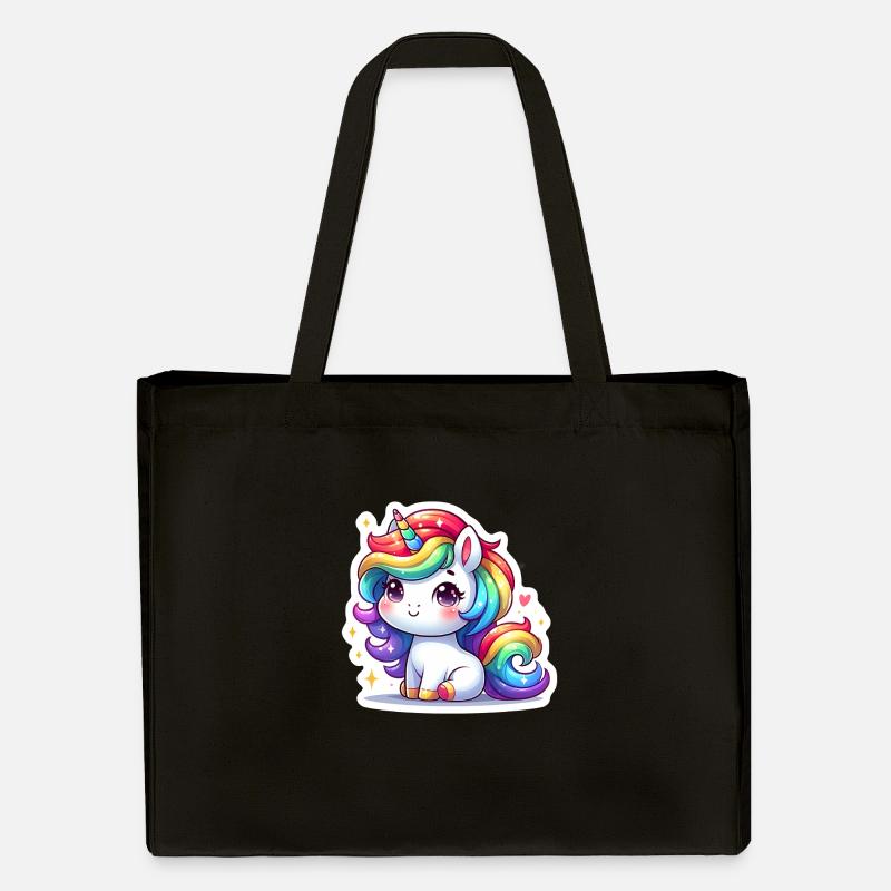 Regenbogen-Einhorn - Stanley/Stella recycelter Shopping Bag - Schwarz
