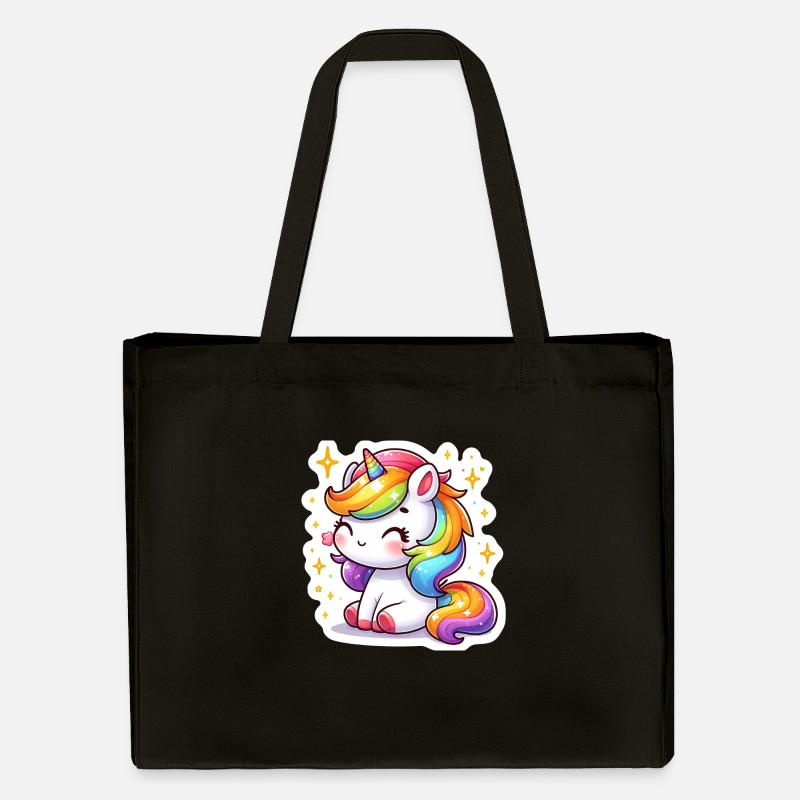 Regenbogen-Einhorn - Stanley/Stella recycelter Shopping Bag - Schwarz