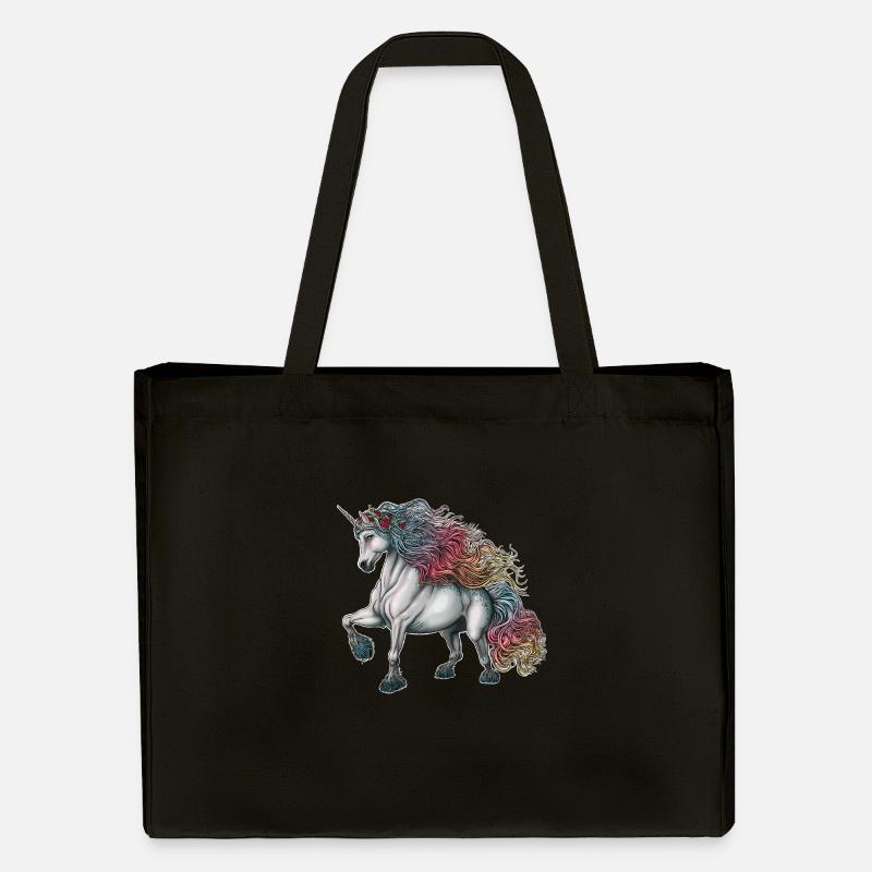 Einhorn mit Regenbogenhaar - Stanley/Stella recycelter Shopping Bag - Schwarz