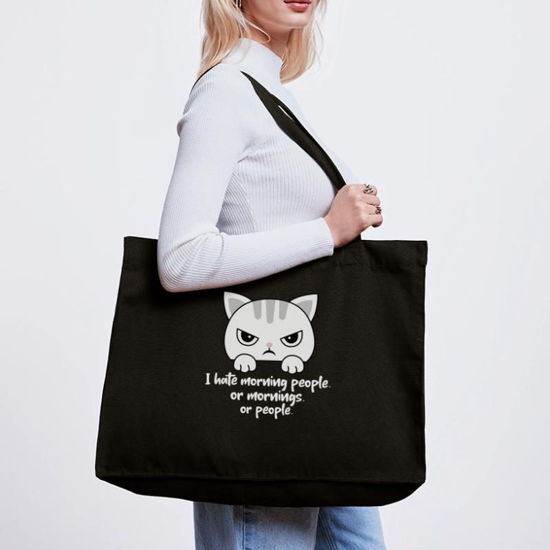 Ich hasse Morgenmenschen oder Morgen oder Menschen. Katze Stanley/Stella recycelter Shopping Bag