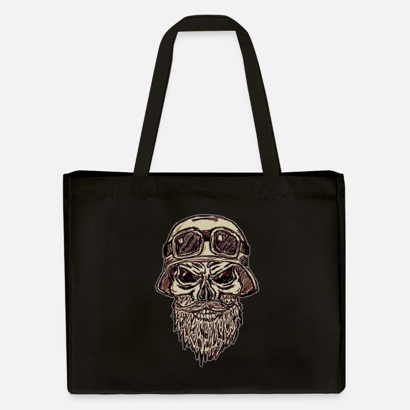 Skull with beard and helmet - Stanley/Stella Recycled Shopping Bag - black