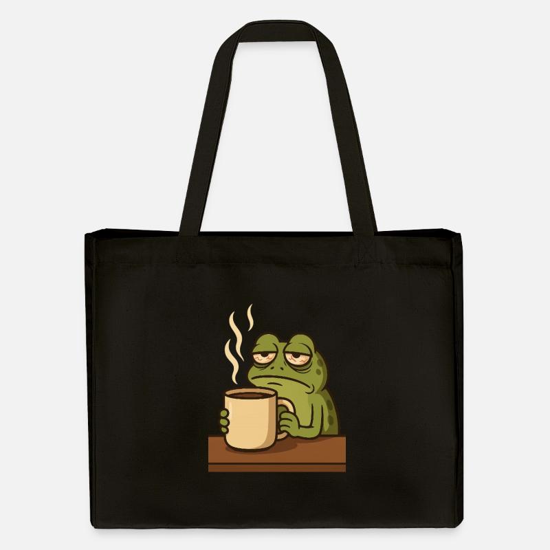 Frosch mit Kaffee - Stanley/Stella recycelter Shopping Bag - Schwarz