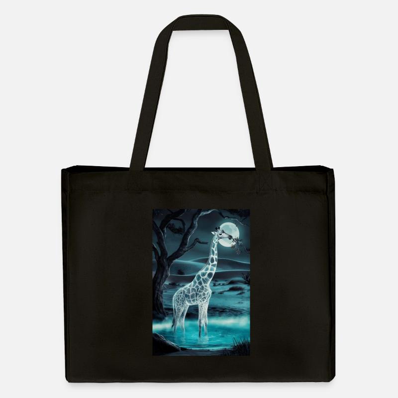 Giraffe im Mondschein - Stanley/Stella recycelter Shopping Bag - Schwarz
