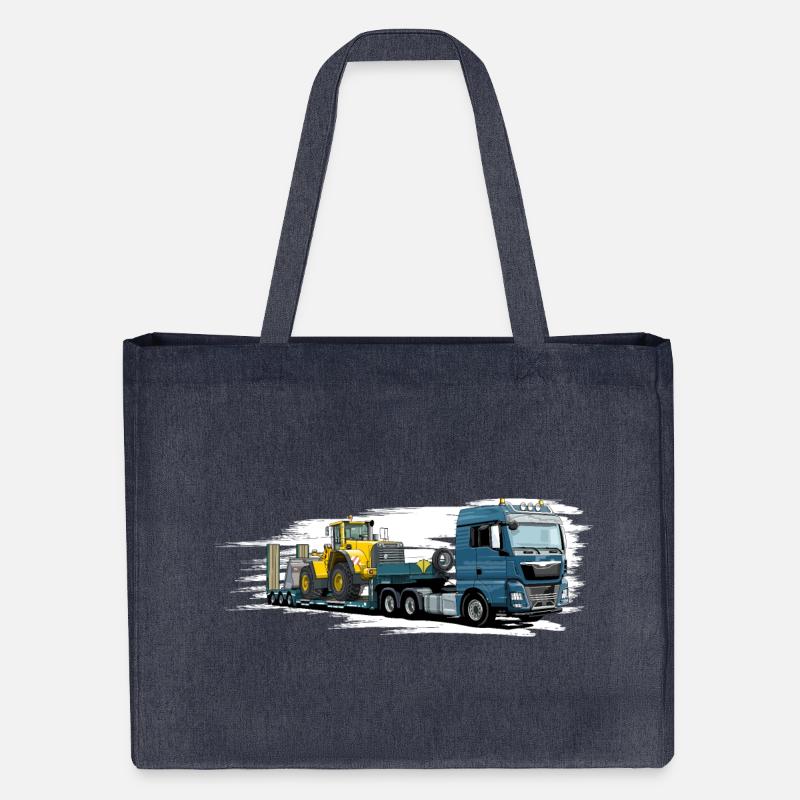 Low-loader with wheel loader - Stanley/Stella Recycled Shopping Bag - midnight blue