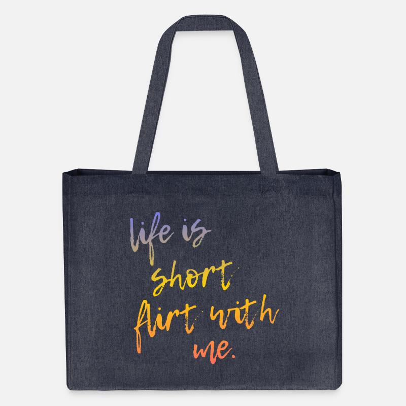 Life is Short Flirt With Me - Tour Gradient Script - Stanley/Stella Recycled Shopping Bag - midnight blue