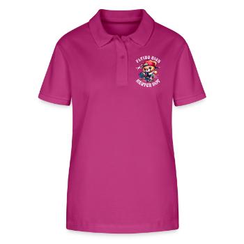 Ours en peluche skateur sur skateboard - Polo bio ELLISER Stanley/Stella Femme - mauve orchidée - Devant - Luana (180cm)
