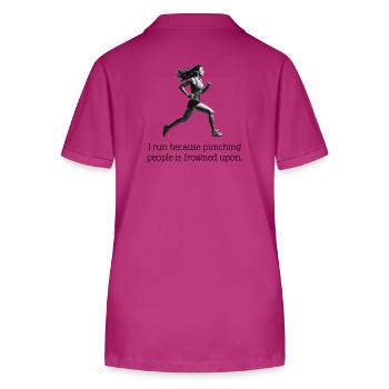 I run because punching people is frowned upon. - Stanley/Stella Women’s Organic Polo Shirt ELLISER - orchid Flower - Back - Luana (180cm)
