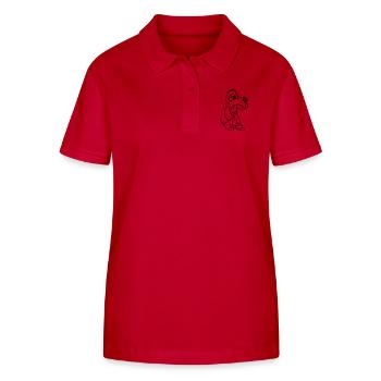 Hund Sitzt Sabbert Spucke Zunge Lustig Dumm Comic - Stanley/Stella Frauen Bio-Poloshirt ELLISER - Rot - Vorne - Luana (180cm)