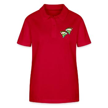 Pizza Weihnachten Comic Lustig - Stanley/Stella Frauen Bio-Poloshirt ELLISER - Rot - Vorne - Luana (180cm)