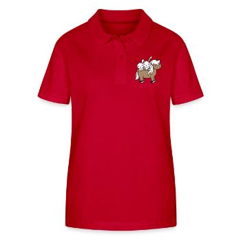 2 Bunny Bird Horse Riding Rider Horse Waving - Stanley/Stella Women’s Organic Polo Shirt ELLISER - red - Front - Luana (180cm)