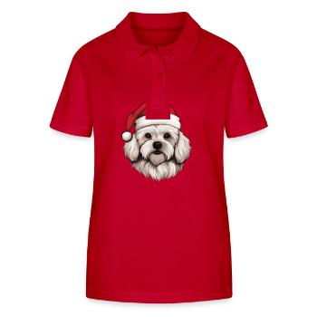 Tête de Noël de chien maltais - Polo bio ELLISER Stanley/Stella Femme - rouge - Devant - Luana (180cm)