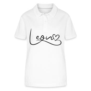 Leon Name Vorname Herzdekor - Stanley/Stella Frauen Bio-Poloshirt ELLISER - Weiß - Vorne - Anna (173cm)