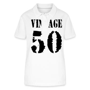 Vintage 1950 - Jahrgang 50 - Party Vector - Stanley/Stella Women’s Organic Polo Shirt ELLISER - white - Front - Anna (173cm)