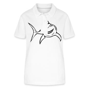 Funny shark - Stanley/Stella Women’s Organic Polo Shirt ELLISER - white - Front - Anna (173cm)