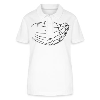 Hand vor dem Mund - Stanley/Stella Frauen Bio-Poloshirt ELLISER - Weiß - Vorne - Anna (173cm)