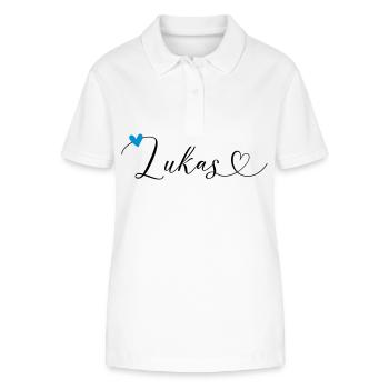 Lukas Nom Prénom Calligraphie Coeur - Polo bio ELLISER Stanley/Stella Femme - blanc - Devant - Anna (173cm)