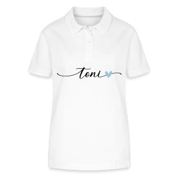 Toni Name Kalligrafie Schrift - Stanley/Stella Frauen Bio-Poloshirt ELLISER - Weiß - Vorne - Anna (173cm)
