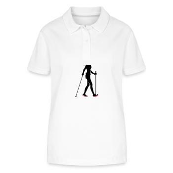 Icône de la femme de marche nordique - Polo bio ELLISER Stanley/Stella Femme - blanc - Devant - Anna (173cm)