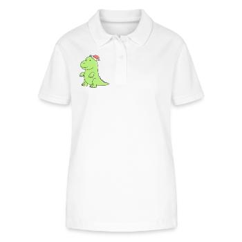 a cute dinosaur at Christmas - Stanley/Stella Women’s Organic Polo Shirt ELLISER - white - Front - Anna (173cm)