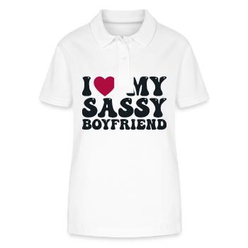 Ich liebe meinen frechen Freund - Stanley/Stella Frauen Bio-Poloshirt ELLISER - Weiß - Vorne - Anna (173cm)