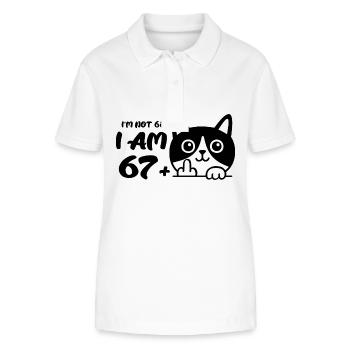 Ich bin nicht 68, ich bin 67 plus 1 Mittelfinger Katze Flip - Stanley/Stella Frauen Bio-Poloshirt ELLISER - Weiß - Vorne - Anna (173cm)