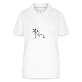 Snow Snowman Dog Stick Throwing Sticks - Stanley/Stella Women’s Organic Polo Shirt ELLISER - white - Front - Anna (173cm)