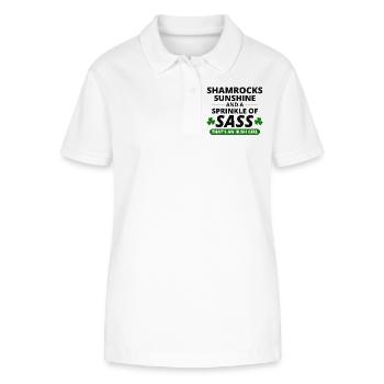 Irish Girl: Shamrocks, Sunshine, & Sass - Stanley/Stella Women’s Organic Polo Shirt ELLISER - white - Front - Anna (173cm)