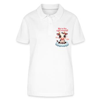 Cute sad Cow is not in the right mood - Stanley/Stella Women’s Organic Polo Shirt ELLISER - white - Front - Anna (173cm)