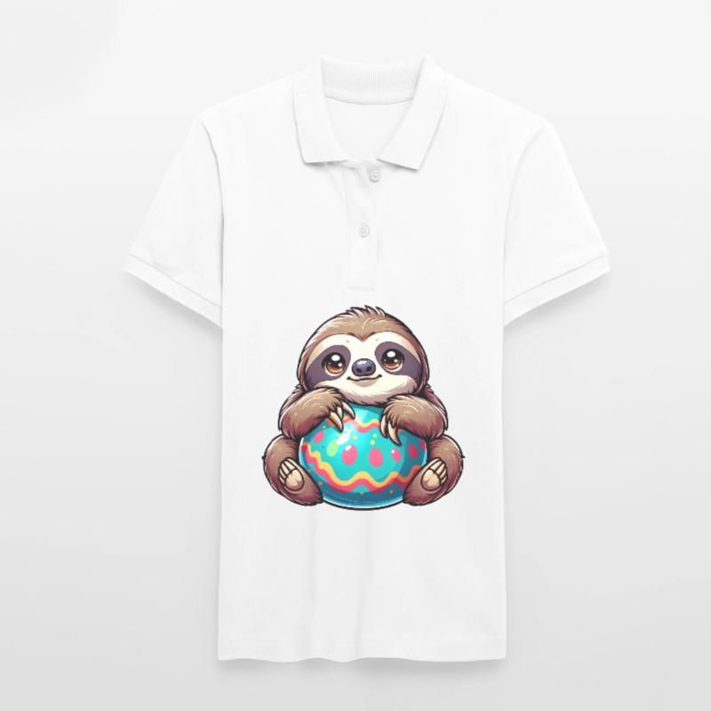 Easter Sloth: Hug and Easter Egg Stanley/Stella Women’s Organic Polo Shirt ELLISER
